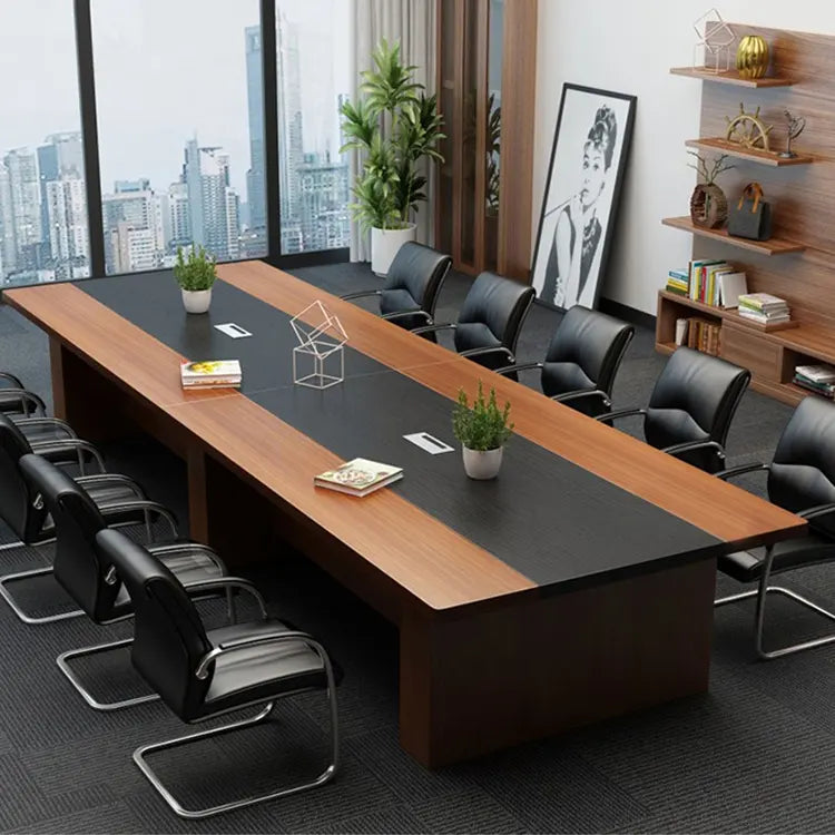 Meeting Table for Office Furniture Desk Premium Quality & Luxury Modern Design Made in Particle Board/ MDF/Plywood with 2 Wire Manager Conference Tables - Brown Color