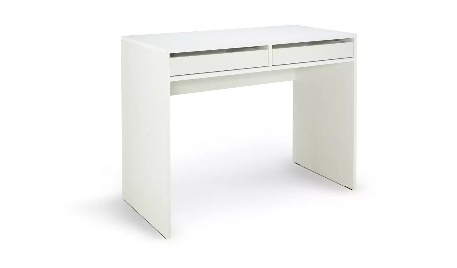 Office Computer table made in Particle Board and Two easy glide drawers give plenty white color