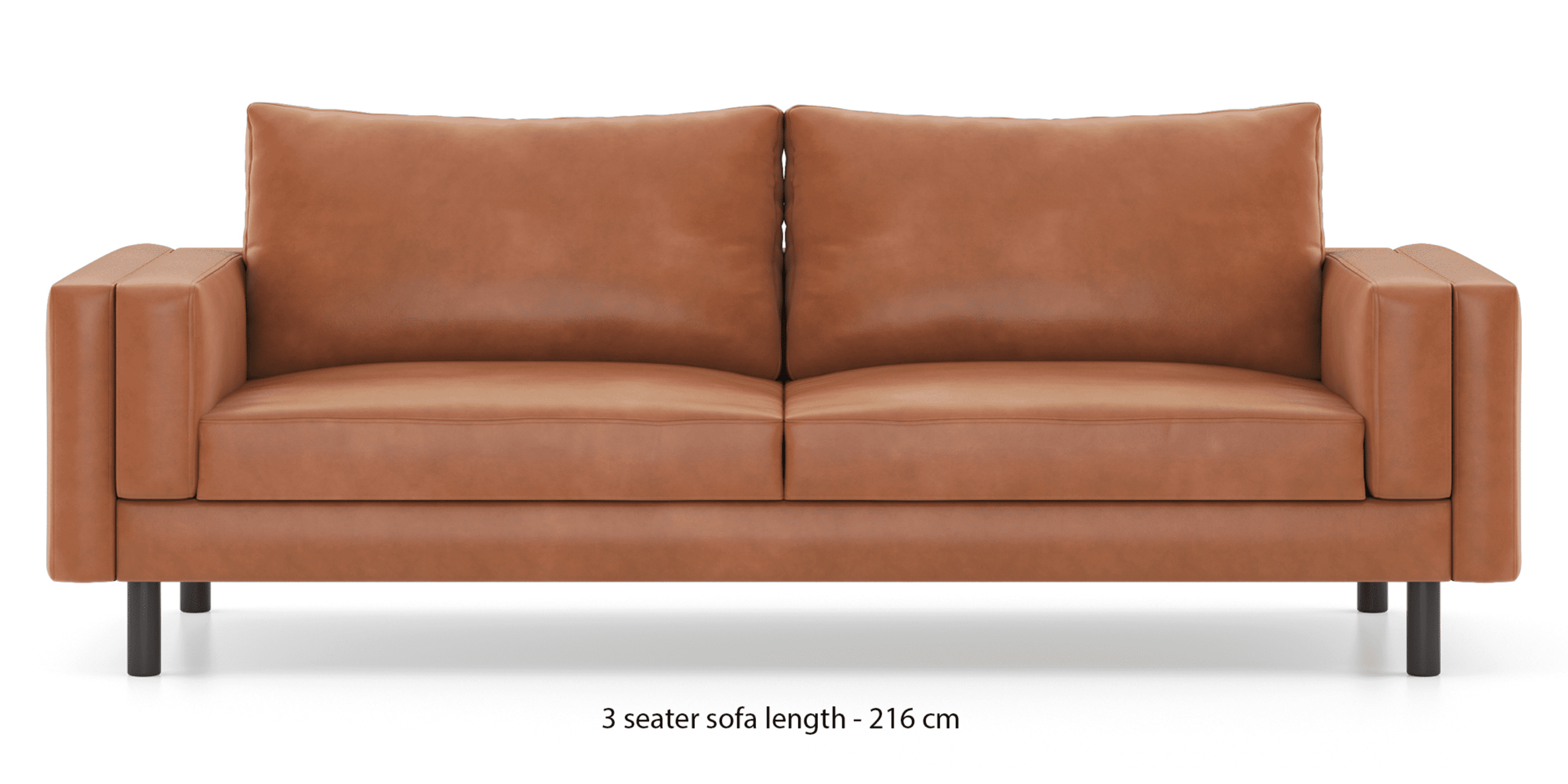 4 Seater Brown Sofa in Leatherette Upholstery with Metal Frame