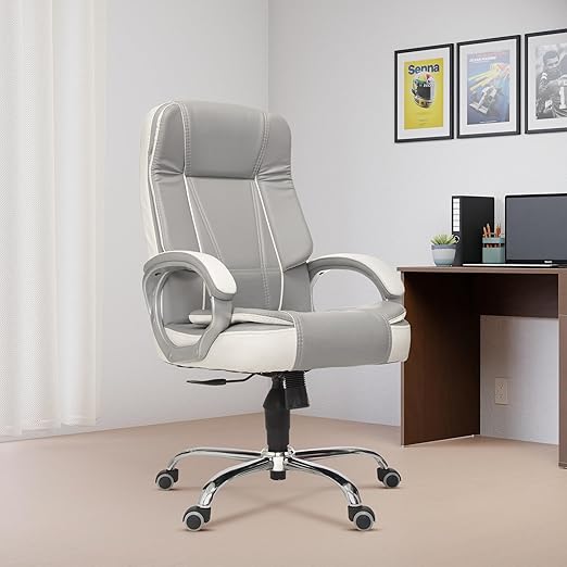 Home & Office  High Back Leatherette Chair | Director Chair | Office Chair | Ergonomic Executive Boss Chair with Spacious Cushioned Seat | Heavy Duty Metal Base