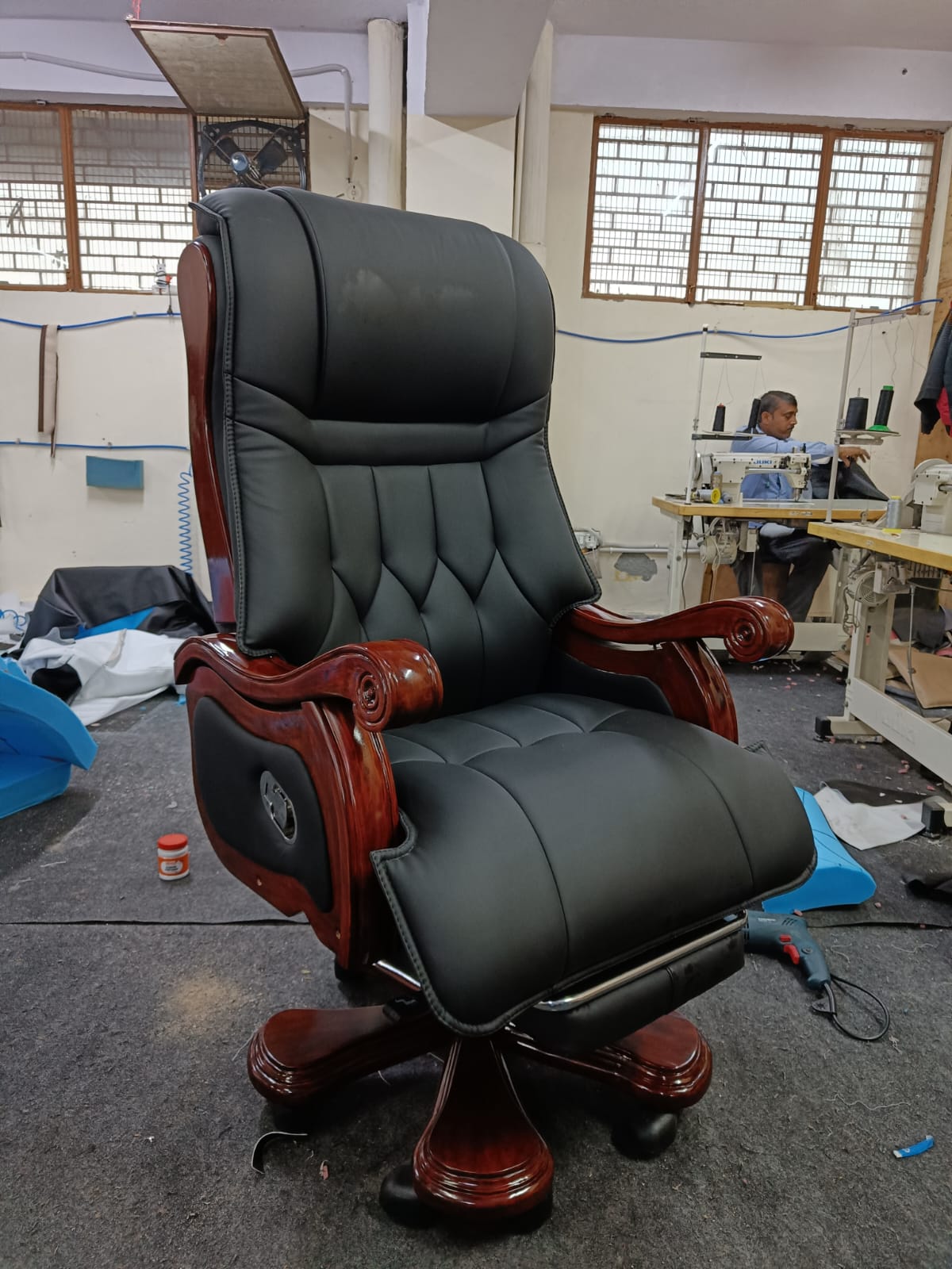 High-Back Leatherette Office Chair with Recliner, Swivel, Adjustable Height, Armrests, and Lumbar Support for Boss/Director