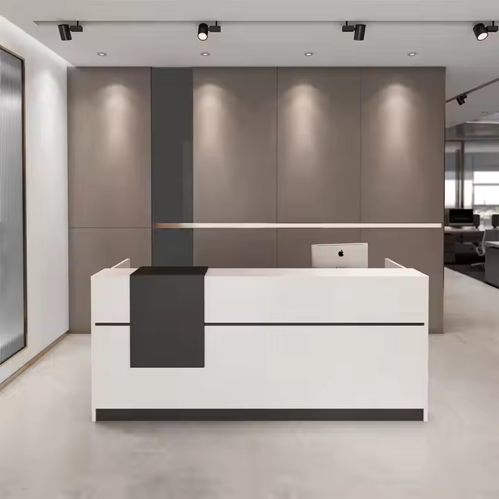 Reception Table for Office Luxury Modern Counter Stylish Design Made in MDF with Wire manager - White Color