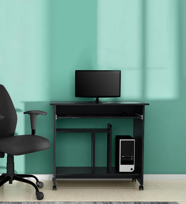 Office desk and Computer Table with Keyboard tray and CPU sapce made in Engineered Wood Black Color