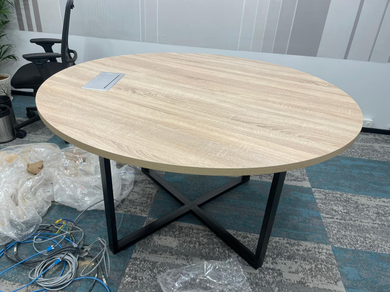 Conference 4 Seater Small Table in Pre-laminated with Metal Base