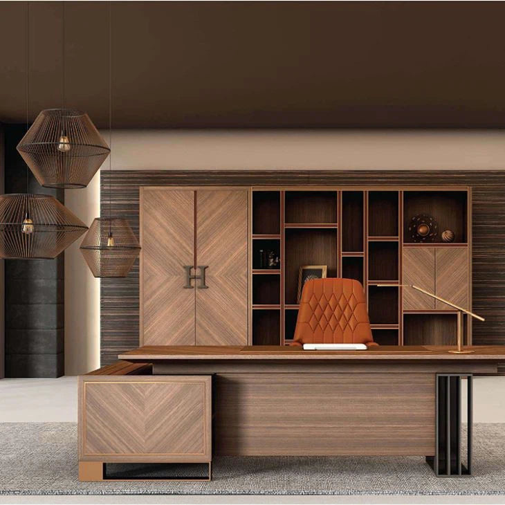 Director & Executive L Shape Luxury Office Table Modern Desk with Drawer and CPU Space & Stylish, Functional Workspace