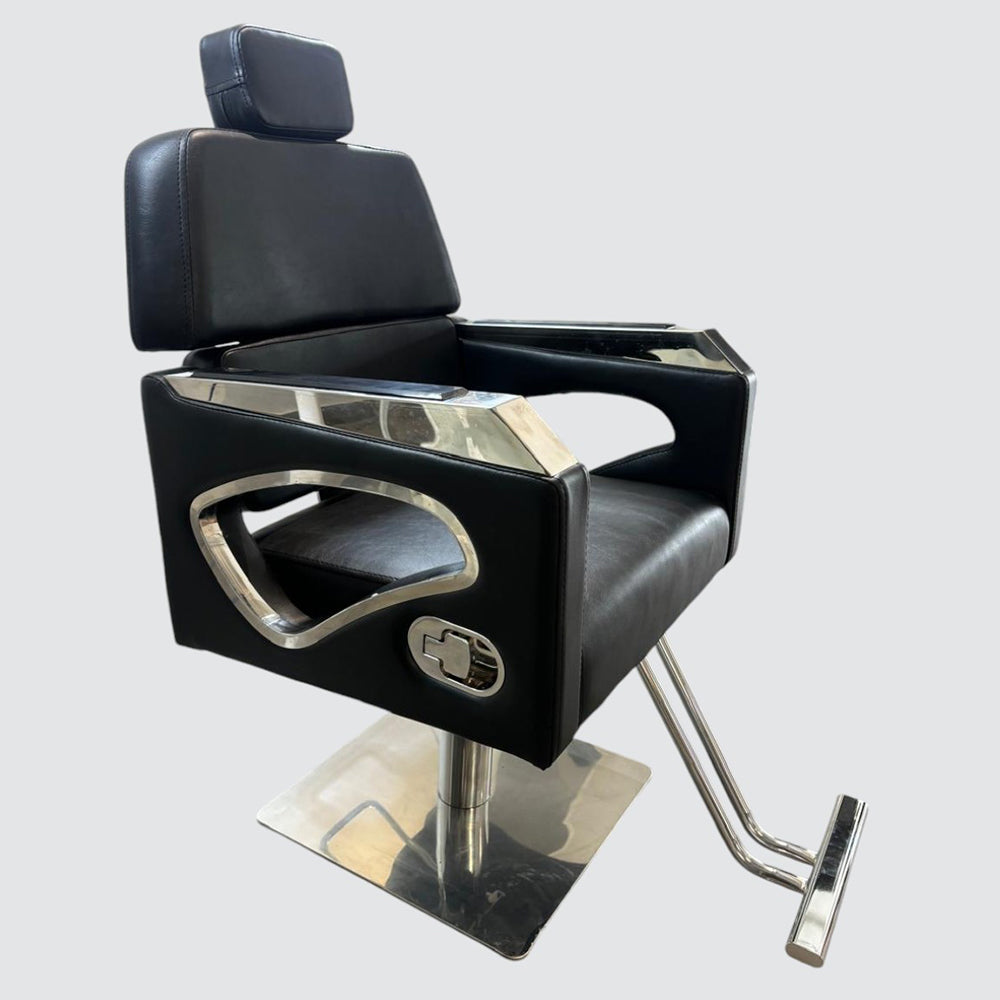 Parlor Chair for Modern Design Stylish Recliner Salon Chair, Luxurious & Lumbar Support in Comfortable Feel and Legs Rest - Black Color