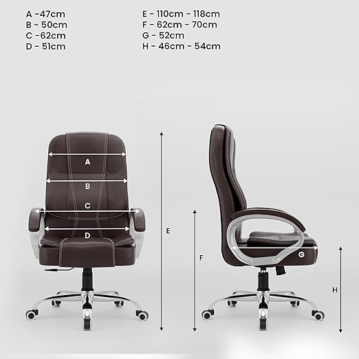 Home & Office  High Back Leatherette Chair | Director Chair | Office Chair | Ergonomic Executive Boss Chair with Spacious Cushioned Seat | Heavy Duty Metal Base