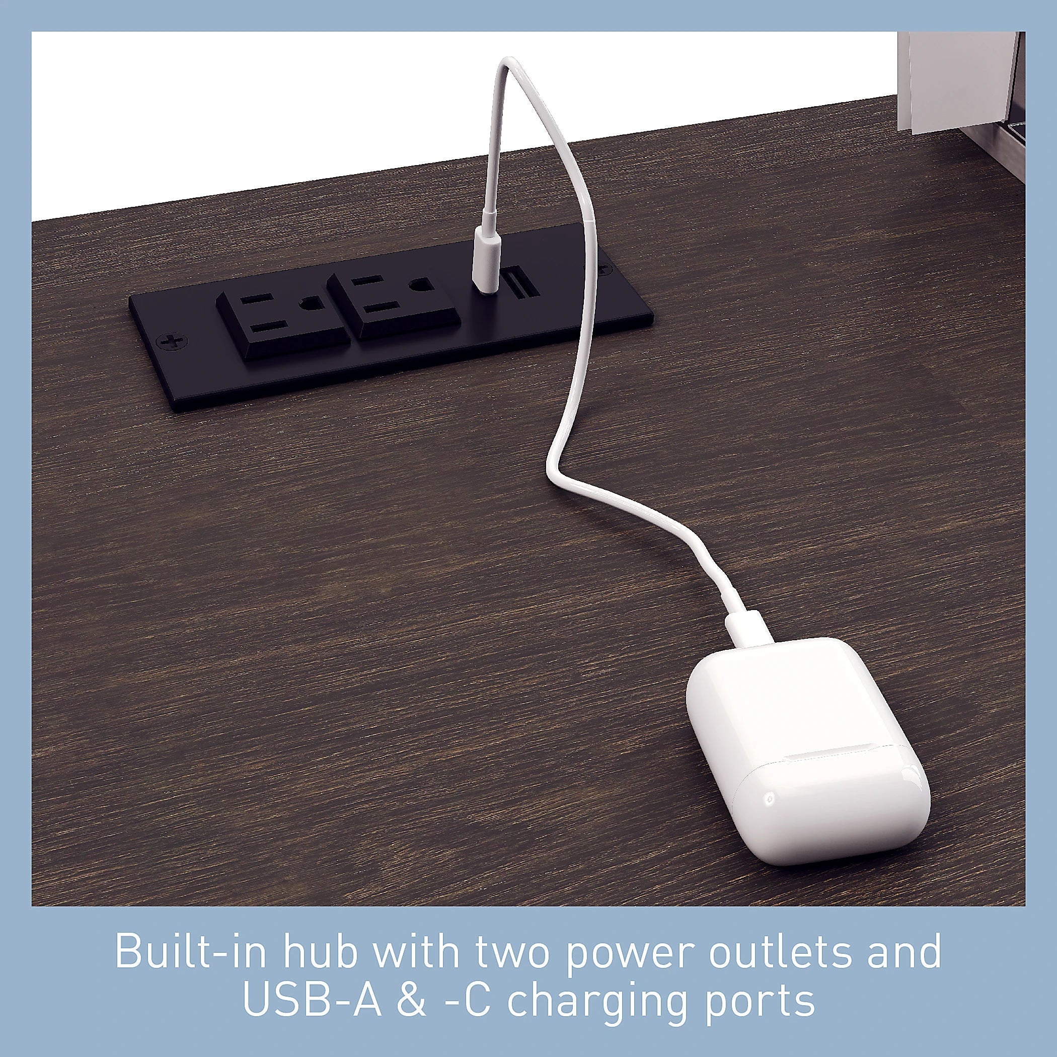 Office Computer and Study Table Keyboard Tray Made In Pre-Laminated Board with Integrated Power and Charging & Wire Manager