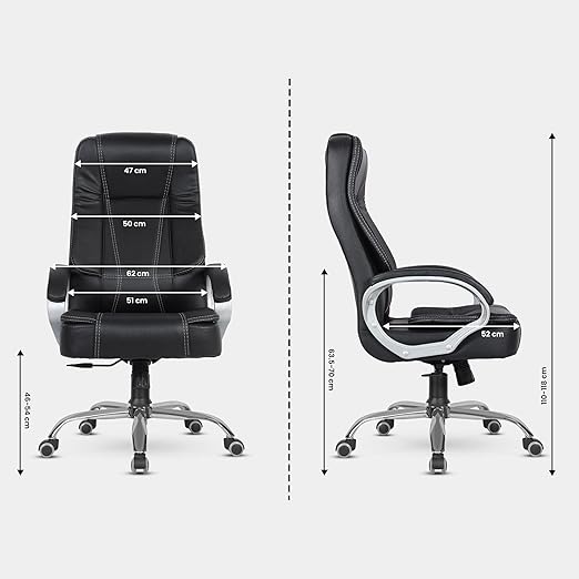 Home & Office  High Back Leatherette Chair | Director Chair | Office Chair | Ergonomic Executive Boss Chair with Spacious Cushioned Seat | Heavy Duty Metal Base