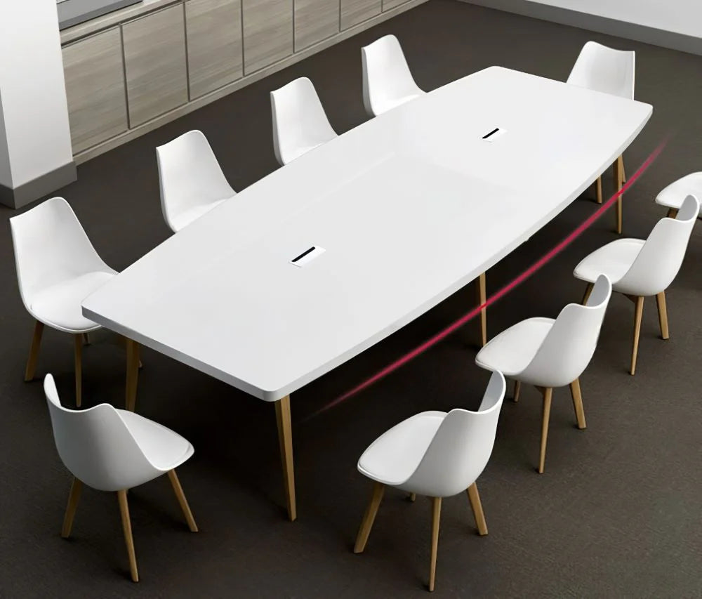 Conference Table for Office Furniture Modern Design Made in Particle Board with teak Legs Base