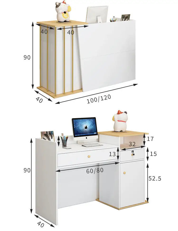 Reception Table for Office Small Counter Stylish Design Made in Particle Board and Drawers & Storage