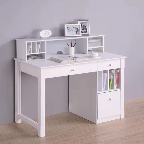 Home and Office Computer table made a Particle Board with Drawer and Book Self - White color