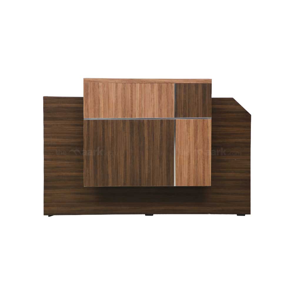 Reception Table Stylish for Office Made in Particle Board and CPU Space with Lockable Drawers & wire manager - Brown