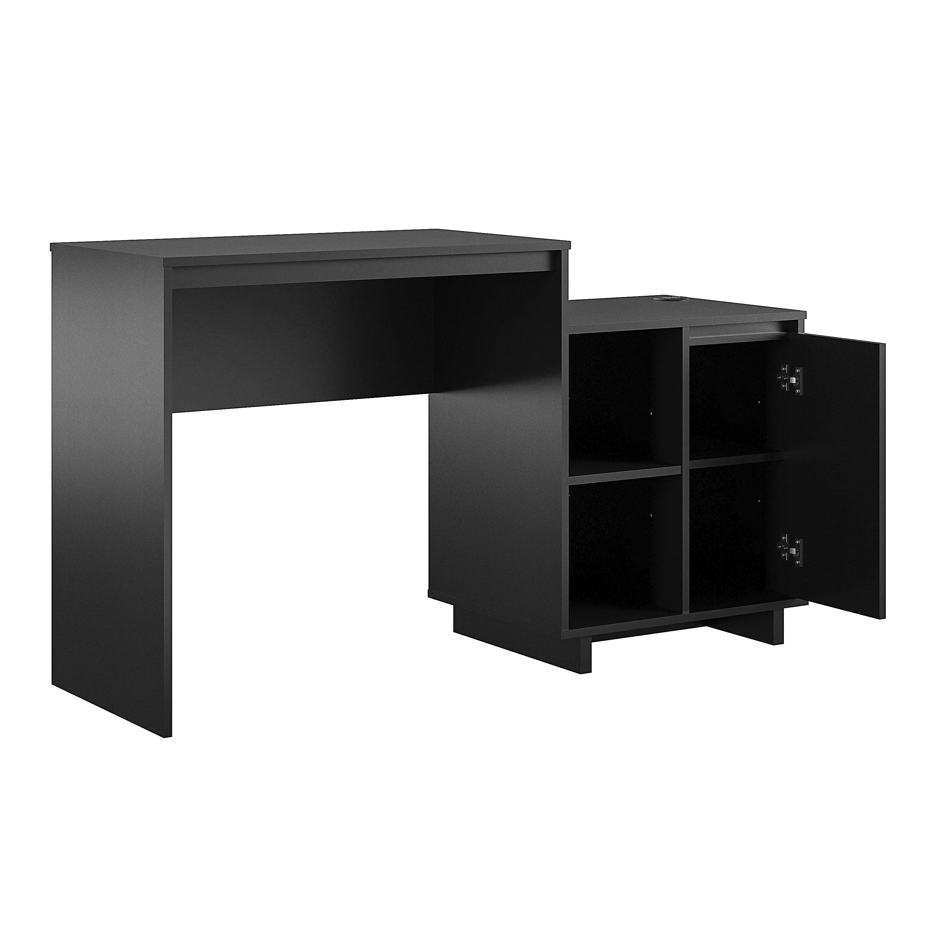 Office Computer and study table made in Pre-laminated board Drawers and Bookcase- Black Color