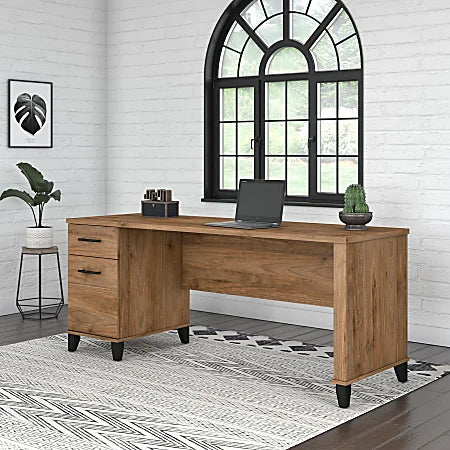 Home and Office Computer table with Drawers presents an ideal workspace solution in Fresh Walnut