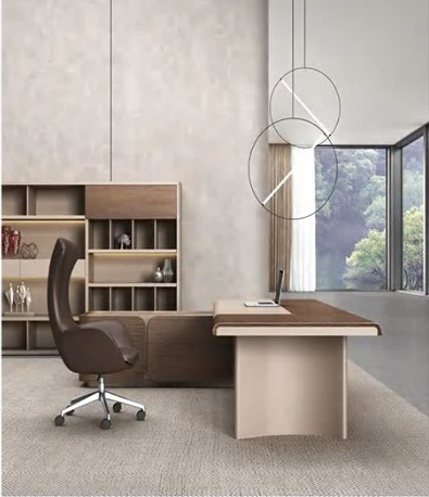 Director & Executive L Shape Luxury Office Table Modern Desk with Drawer and CPU Space & Stylish Design - Walnut