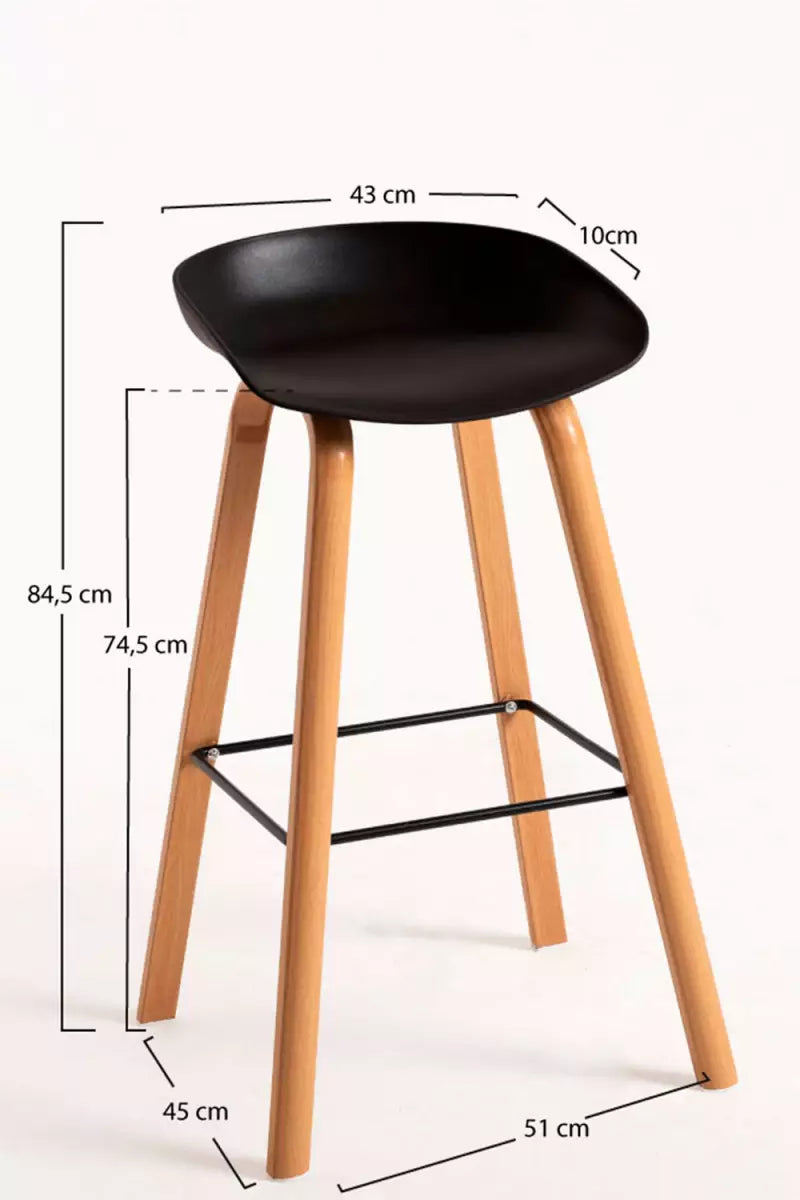 Bar Metal Stool Made in Metal Base Frame Legs and Seat in Plastic for Shop & Home