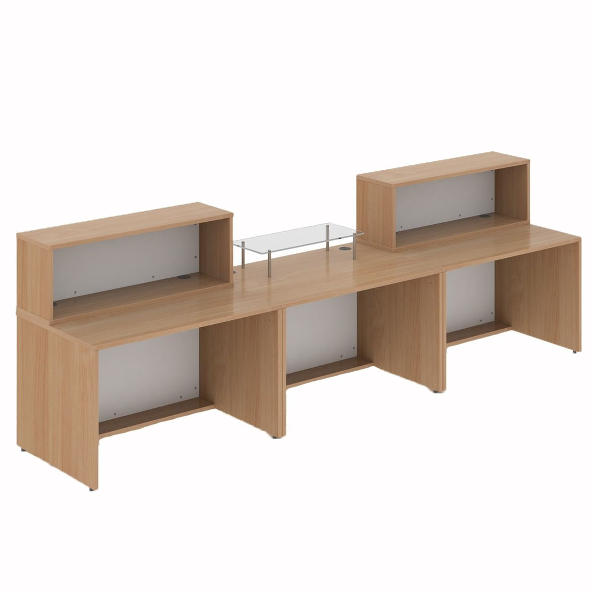 Reception Table for Office Stylish Design Made in MDF with Four Round Wire Manager and 1-3 Person Seating Cashier Large Counter Table