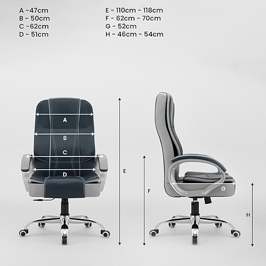 Home & Office  High Back Leatherette Chair | Director Chair | Office Chair | Ergonomic Executive Boss Chair with Spacious Cushioned Seat | Heavy Duty Metal Base