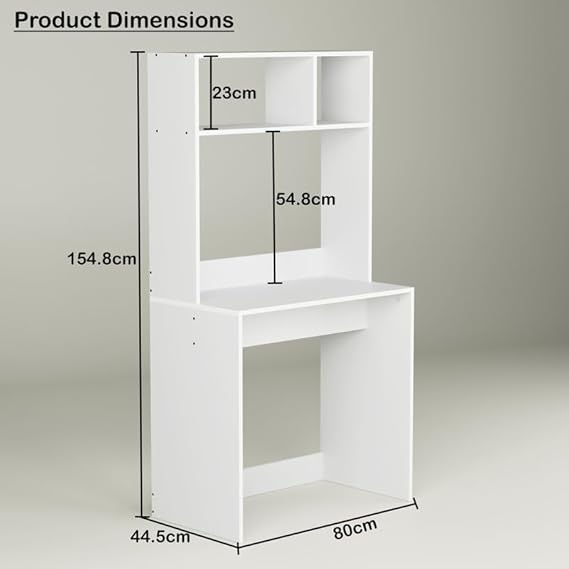 Home and Office computer Table with Bookshelf Made a Pre-laminated particle Board white Color