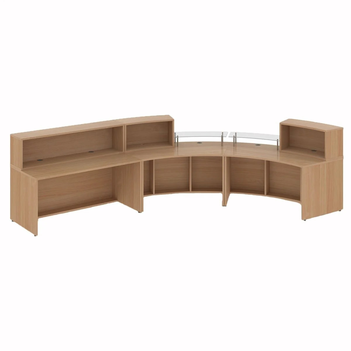 Reception Table for Office Stylish Design Made in MDF with Four Round Wire Manager and 3 Person Seating Large Counter Table - Ice-Beach