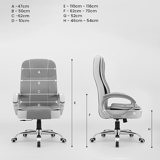 Home & Office  High Back Leatherette Chair | Director Chair | Office Chair | Ergonomic Executive Boss Chair with Spacious Cushioned Seat | Heavy Duty Metal Base