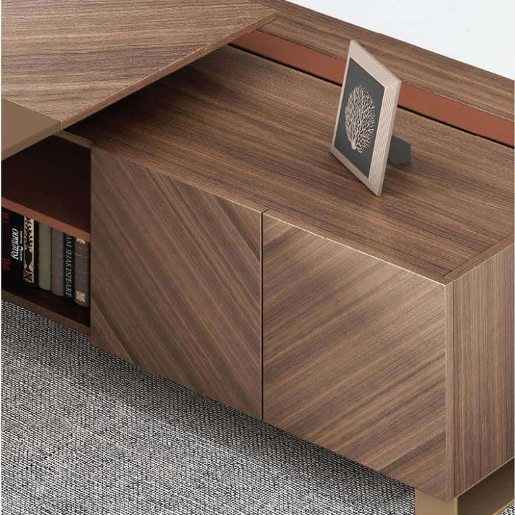 Director & Executive L Shape Luxury Office Table Modern Desk with Drawer and CPU Space & Stylish, Functional Workspace