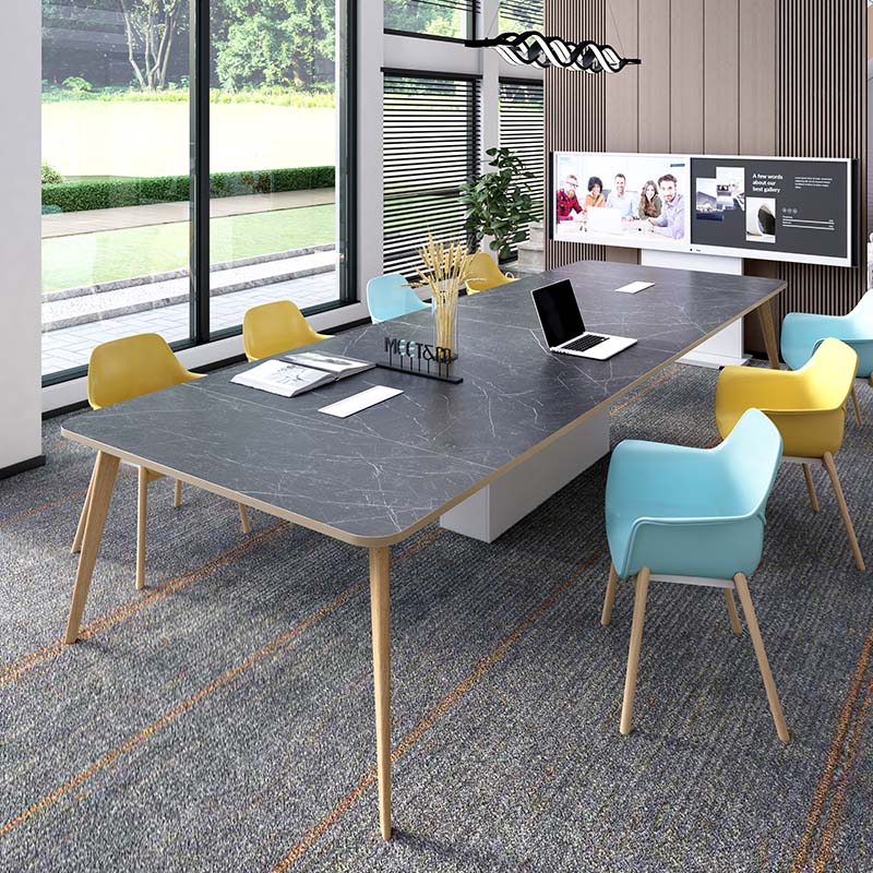 Conference and Meeting Office Room Table Sleek Design with 4 Legs Support Furniture Made in Plyboard with Laminate ( 14x5 Ft.)