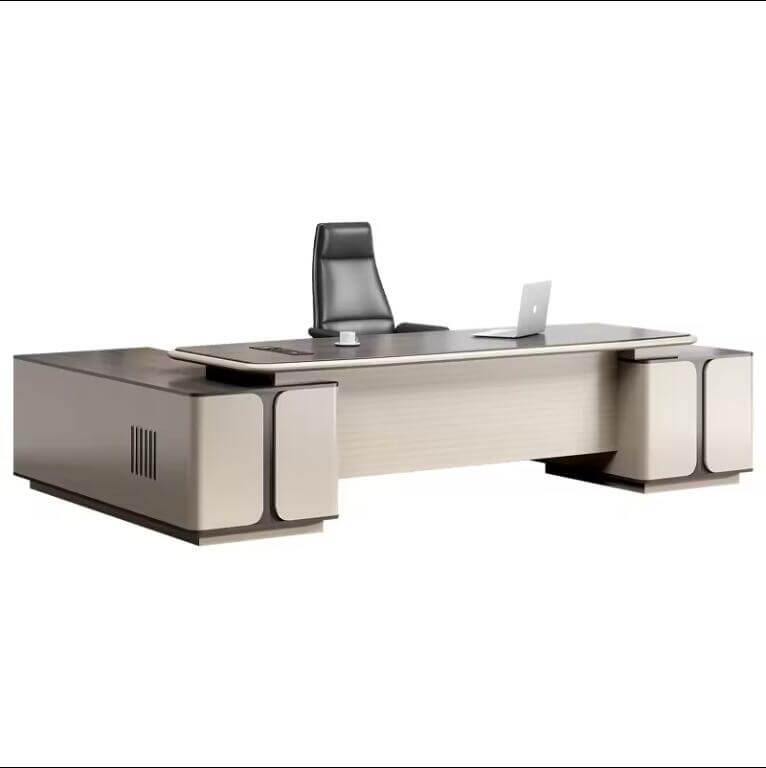 Director & Executive L-Shape Luxury Office Table  Modern Desk with Drawer and CPU Storage - Stylish, Spacious, and Sustainable Workspace