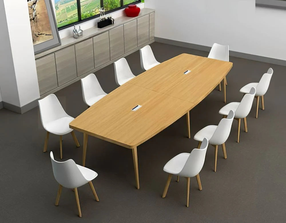 Conference Table for Office Furniture Modern Design Made in Particle Board with teak Legs Base