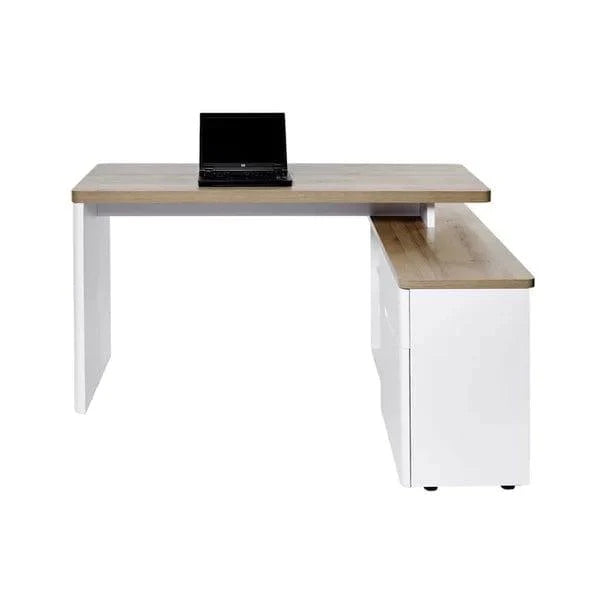 Office Desk and  Computer L shape Table made in Pre-laminated & Plywood White-Brown Color