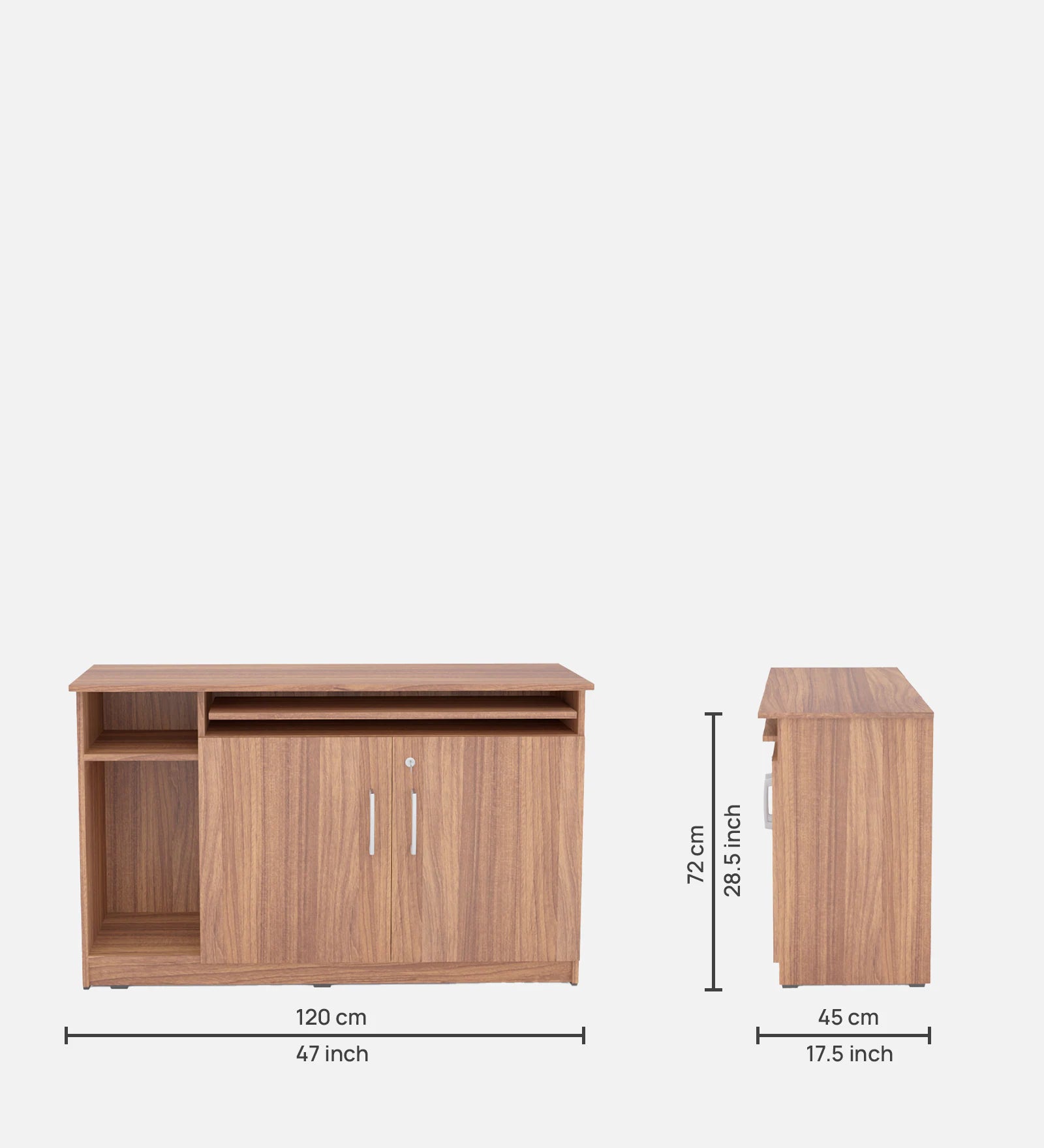 Director and Executive L shape Table Made in Pre-laminated Particle Board Teak Finish With File Cabinate And Pedestal