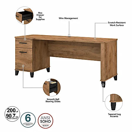 Home and Office Computer table with Drawers presents an ideal workspace solution in Fresh Walnut