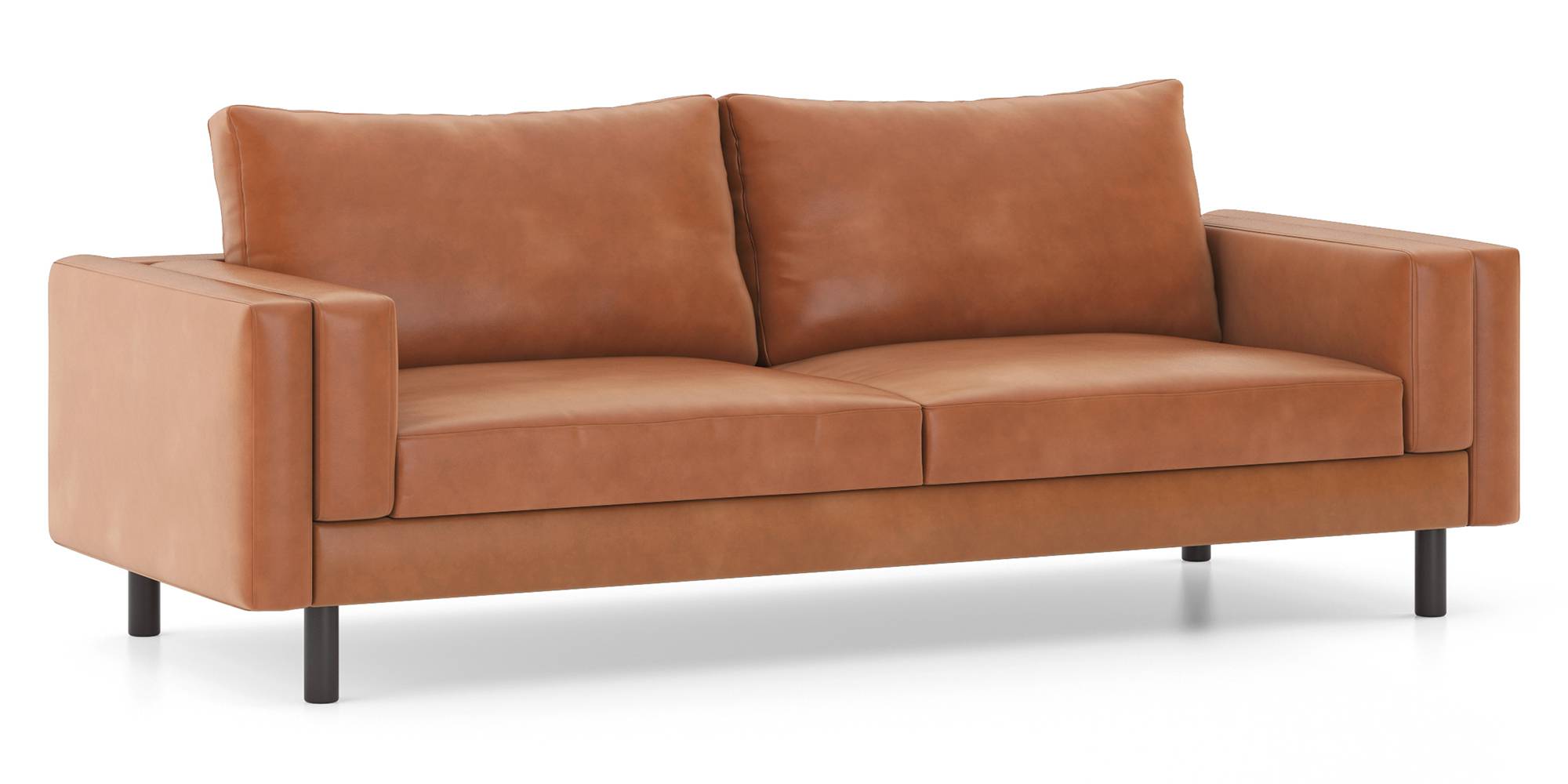 4 Seater Brown Sofa in Leatherette Upholstery with Metal Frame