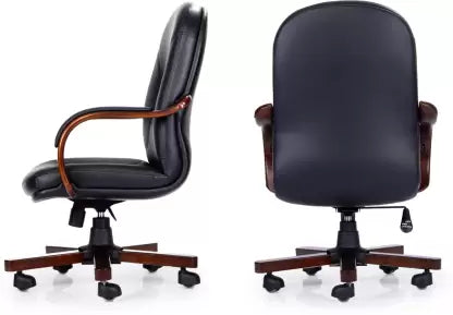 Office Chair Ergonomic Leatherette and Wooden Base & handles with padding give an extra dose of comfort