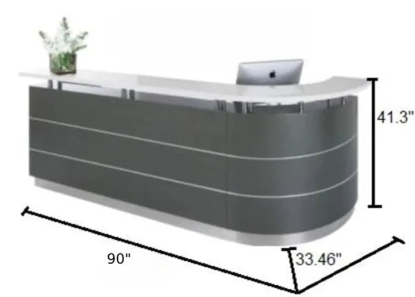 Reception Table for Office Luxury Design Counter Desk Made in Plywood with Top SS Pillar and Interior Styles from Office and Pedestal -Grey