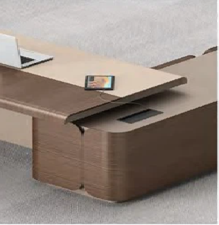 Director & Executive L Shape Luxury Office Table Modern Desk with Drawer and CPU Space & Stylish Design - Walnut