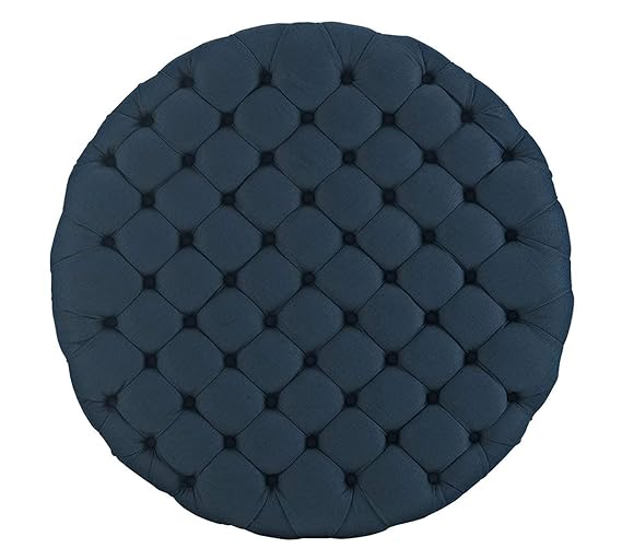 Ottoman with Wooden Base Fully Cushioned Cotton Fabric