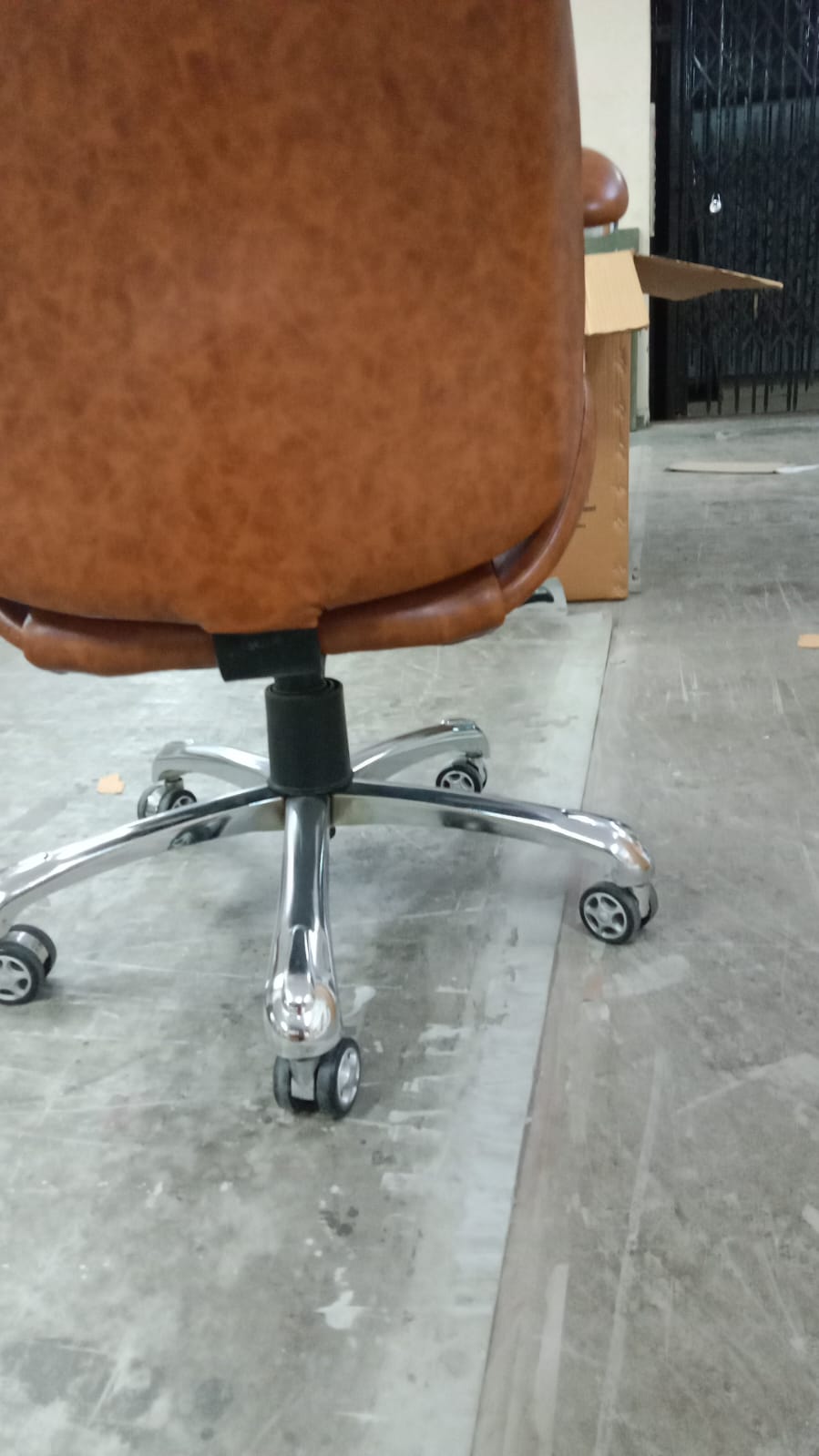 High Back Tan Brown Leatherette Office Director Chair with Chrome Base