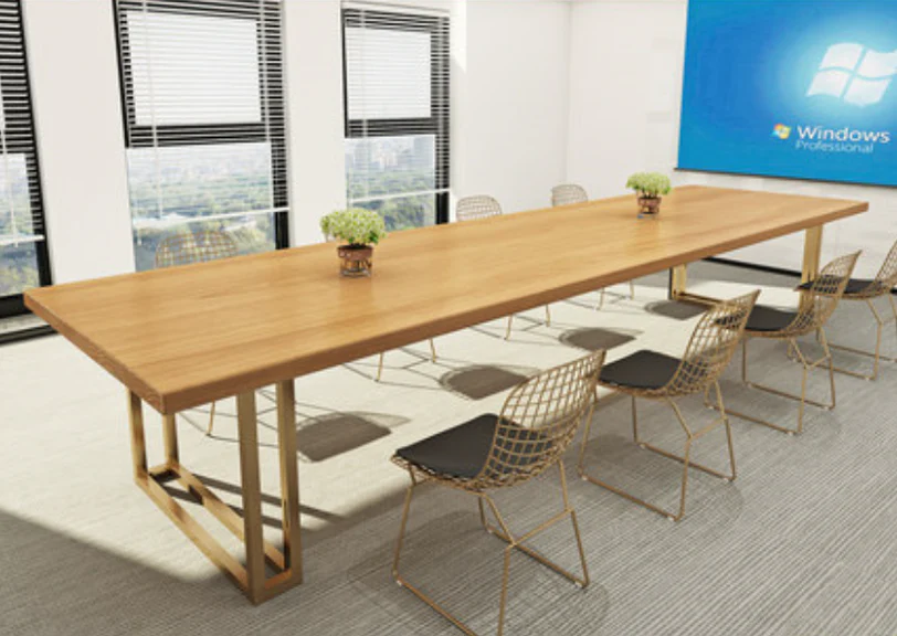 Conference Meeting for Office Table Made in Particle Board with Laminate and MS Metal Legs Base Modern Design and Luxury Look and Premium Quality