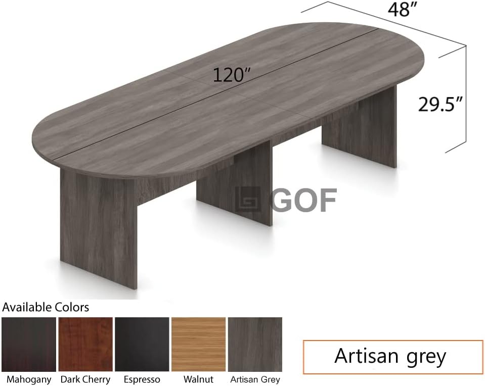 Conference Meeting Table made in MDF and High-Quality Scratch and Stain-Resistant Laminate Modern Rectangular Artisan Grey - 10 X 4 FT