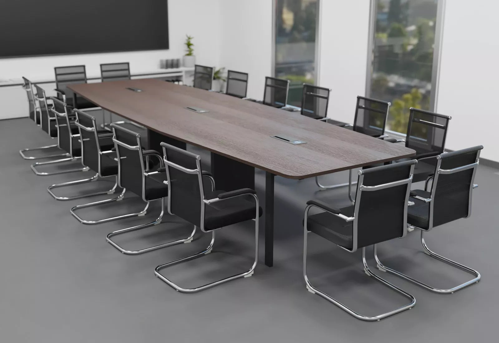 Meeting Table for Office Furniture High Quality & Modern Design Made in Particle Board/ MDF/Plywood with Metal Base 2 Wire Manager