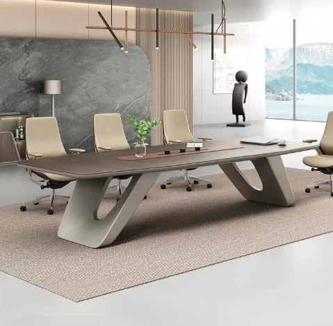 Conference Meeting Table made in MDF with Melamine and Modern Rectangular - Grey Color