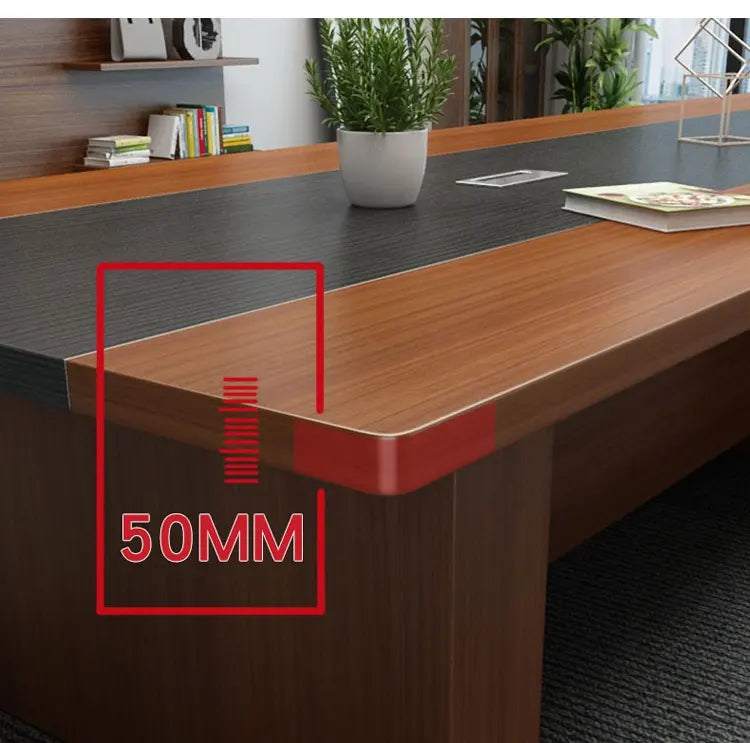 Meeting Table for Office Furniture Desk Premium Quality & Luxury Modern Design Made in Particle Board/ MDF/Plywood with 2 Wire Manager Conference Tables - Brown Color