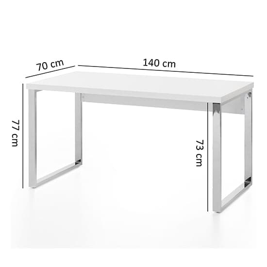 Home and Office High Gloss Laptop Desk In White And SS Chrome Frame- White Color