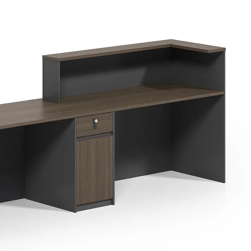 Reception Table for Office Luxury Modern Counter Stylish Design Made in MDF and Drawers & Ample Storage CPU Space - Grey