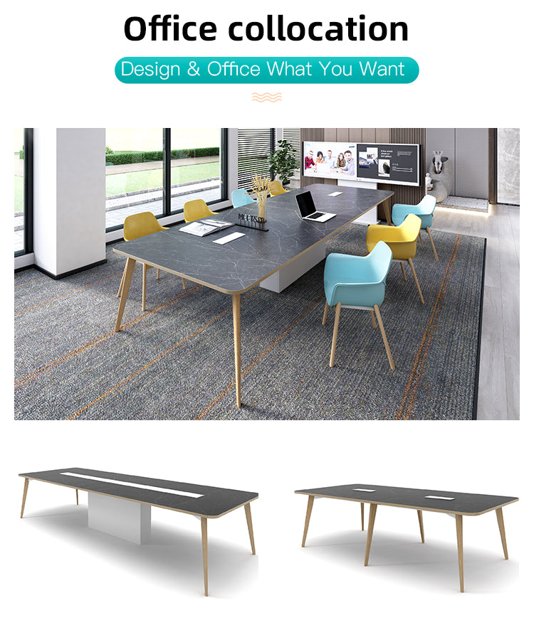 Conference and Meeting Office Room Table Sleek Design with 4 Legs Support Furniture Made in Plyboard with Laminate ( 14x5 Ft.)