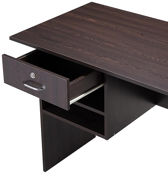 Office Computer Table made a Engineered Wood Writing Desk with  1 Drawer, 2 Shelves, Wenge Finish