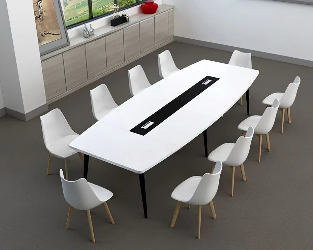 Conference Table for Office Furniture Modern Design Made in Particle Board with teak Legs Base