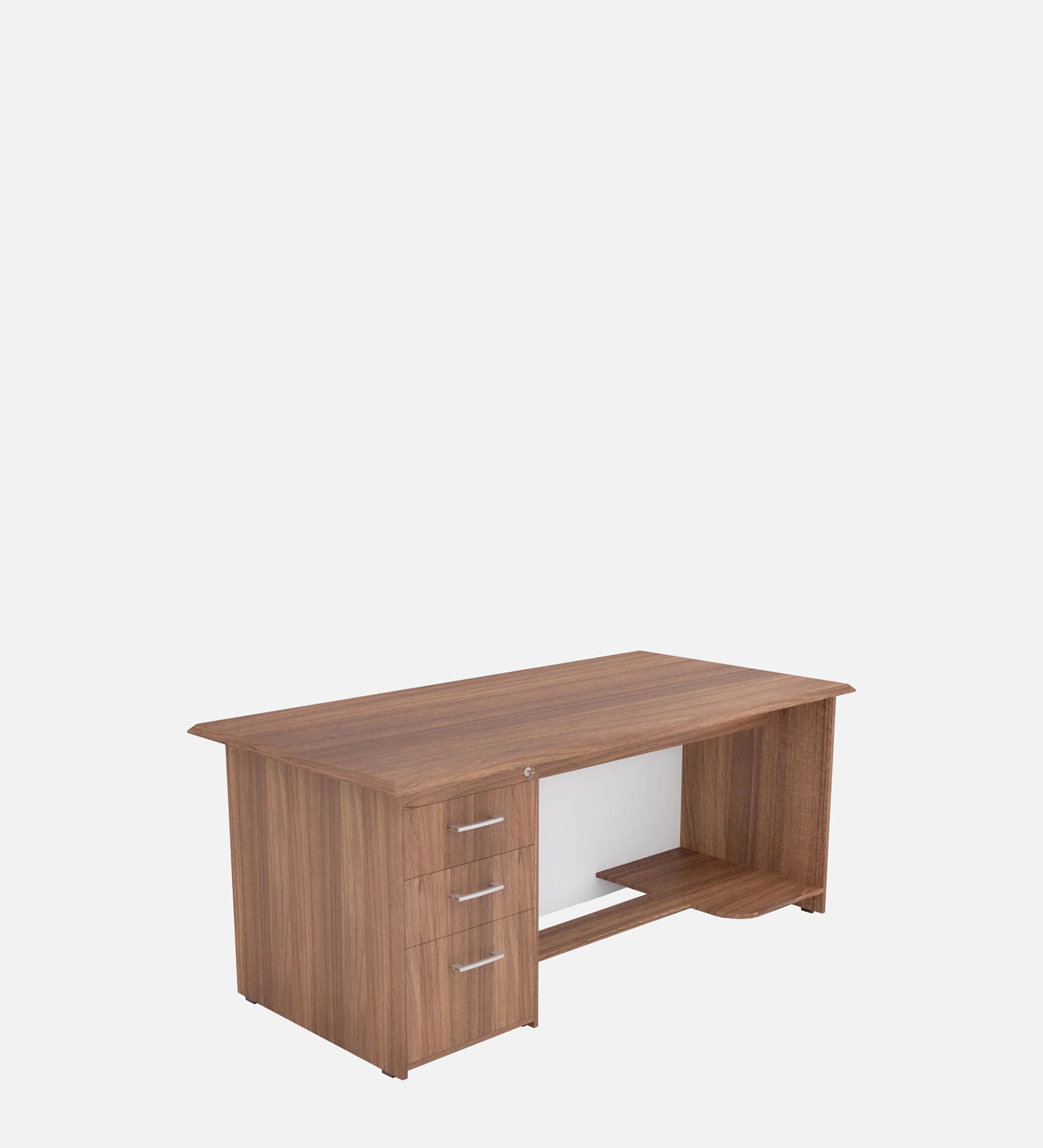 Director and Executive L shape Table Made in Pre-laminated Particle Board Teak Finish With File Cabinate And Pedestal